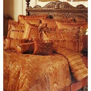 Waterford Bed Linens Ballyshannon Shams King Red Luxury Hollywood Regency Glam 2